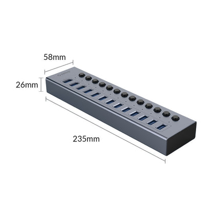 ORICO BT2U3-13AB-GY-BP Multi-Ports Individual Switches HUB, UK Plug - USB 3.0 HUB by ORICO | Online Shopping UK | buy2fix