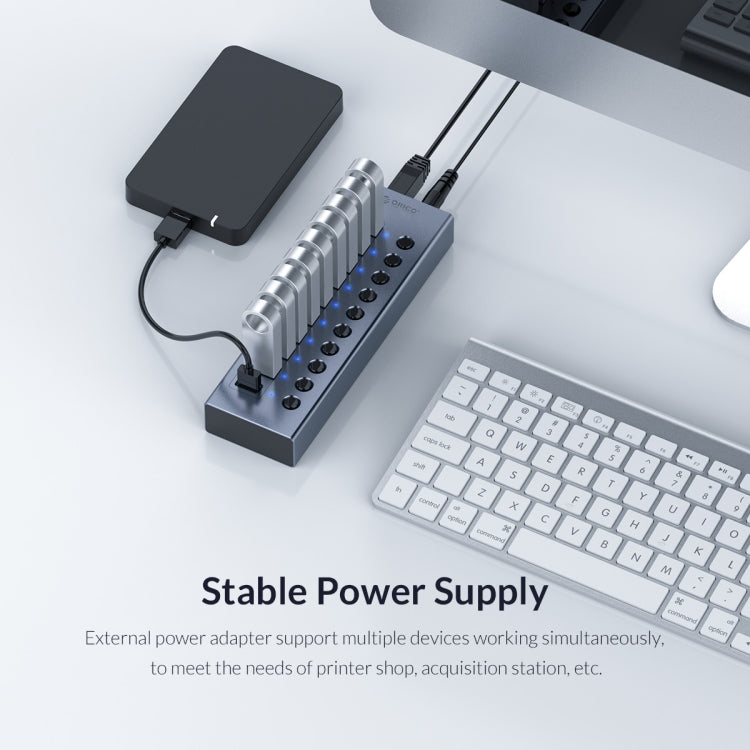 ORICO BT2U3-13AB-GY-BP Multi-Ports Individual Switches HUB, UK Plug - USB 3.0 HUB by ORICO | Online Shopping UK | buy2fix