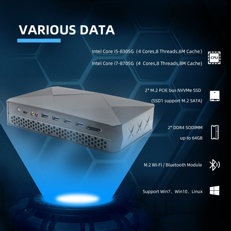 HYSTOU F9 Windows 10 / Linux System Gaming Mini PC, Intel Core i5-8305G 4 Core 8M Cache up to 4.20GHz, 16GB RAM+ 512GB SSD, EU Plug - Windows Mini PCs by HYSTOU | Online Shopping UK | buy2fix