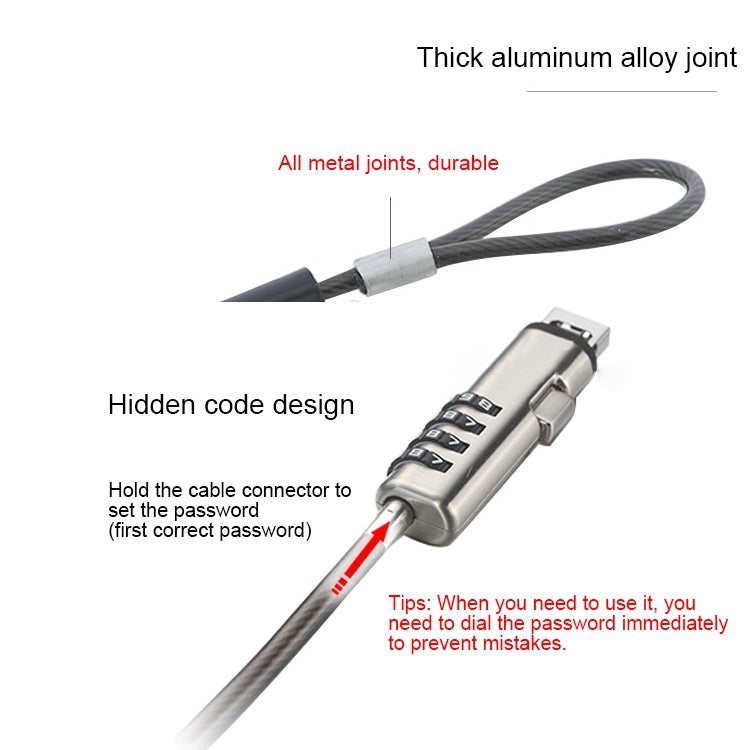 Universal USB Interface Laptop Security Lock - Gadget by buy2fix | Online Shopping UK | buy2fix