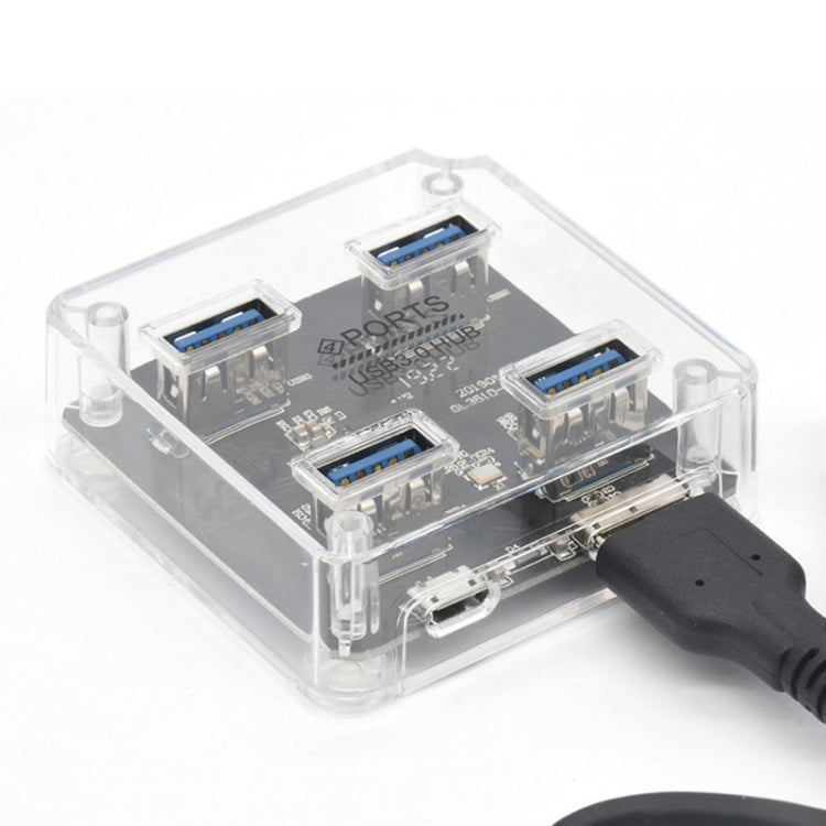 USB2.0 4 in 1 Multifunctional Desktop Square Transparent HUB - USB HUB by buy2fix | Online Shopping UK | buy2fix