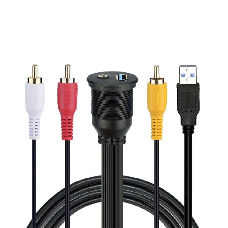 USB 3.0 Male + 3 RCA to USB 3.0 Female + 3.5mm Female Connector Car Adapter Cable, Length: 100cm - Terminal connectors by buy2fix | Online Shopping UK | buy2fix