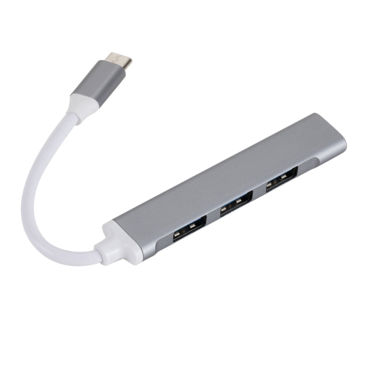 C809 USB 3.0 x 1 + USB 2.0 x 3 to USB-C / Type-C Multi-function Splitter HUB Adapter (Grey) - Computer & Networking by buy2fix | Online Shopping UK | buy2fix