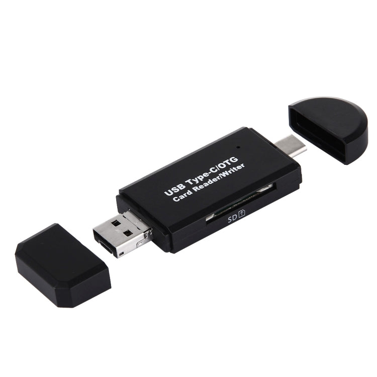 3 in 1 USB-C / Type-C 3.1 to USB 2.0 + Micro USB + SD(HC) + Micro SD Card Reader Adapter with OTG Function(Black) - U Disk & Card Reader by buy2fix | Online Shopping UK | buy2fix