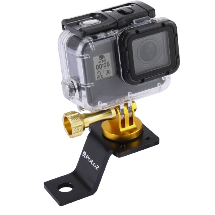 PULUZ Aluminum Alloy Motorcycle Fixed Holder Mount with Tripod Adapter & Screw for GoPro, Insta360, DJI and Other Action Cameras(Gold) - Holder by PULUZ | Online Shopping UK | buy2fix