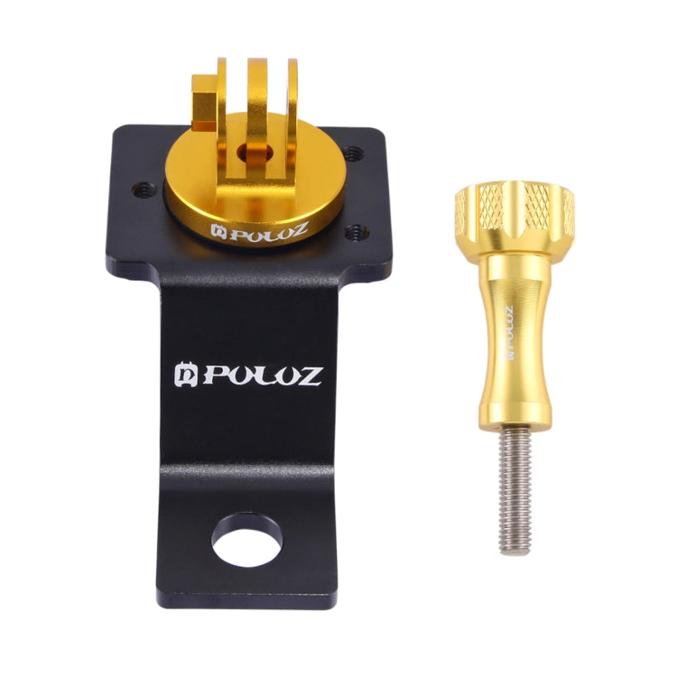 PULUZ Aluminum Alloy Motorcycle Fixed Holder Mount with Tripod Adapter & Screw for GoPro, Insta360, DJI and Other Action Cameras(Gold) - Holder by PULUZ | Online Shopping UK | buy2fix