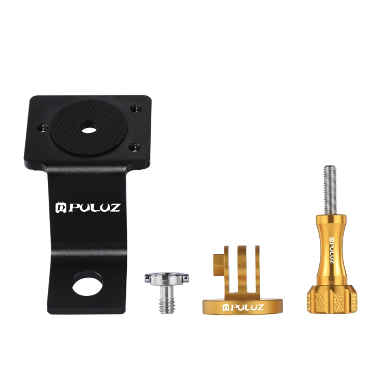 PULUZ Aluminum Alloy Motorcycle Fixed Holder Mount with Tripod Adapter & Screw for GoPro, Insta360, DJI and Other Action Cameras(Gold) - Holder by PULUZ | Online Shopping UK | buy2fix