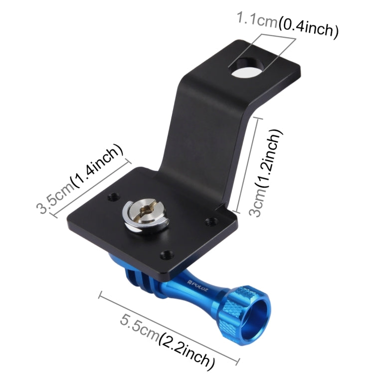 PULUZ Aluminum Alloy Motorcycle Fixed Holder Mount with Tripod Adapter & Screw for GoPro, Insta360, DJI and Other Action Cameras(Blue) - Holder by PULUZ | Online Shopping UK | buy2fix