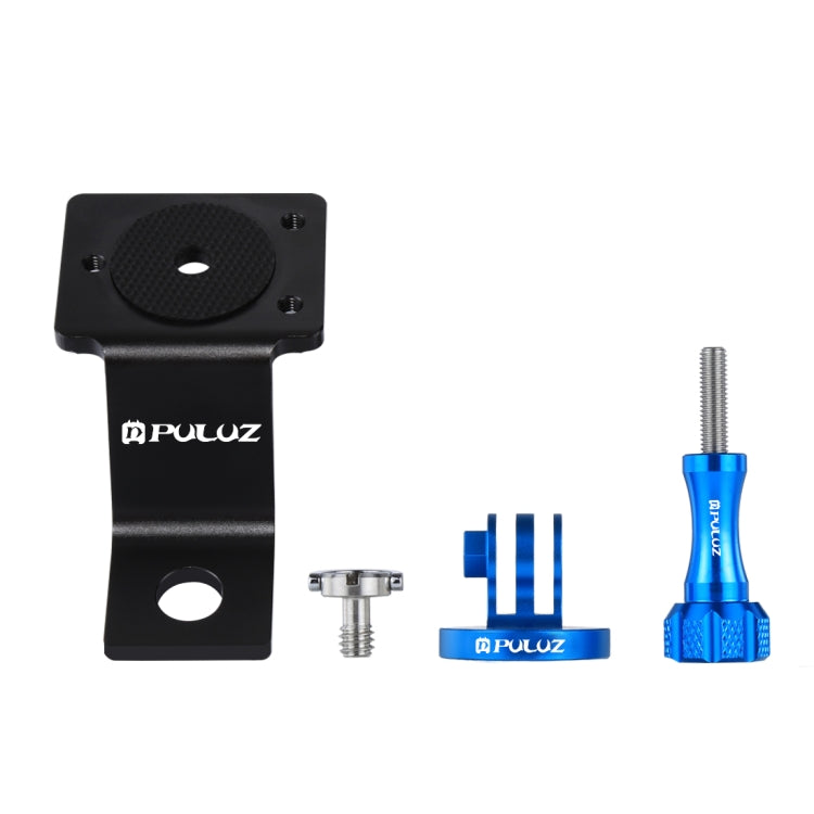 PULUZ Aluminum Alloy Motorcycle Fixed Holder Mount with Tripod Adapter & Screw for GoPro, Insta360, DJI and Other Action Cameras(Blue) - Holder by PULUZ | Online Shopping UK | buy2fix