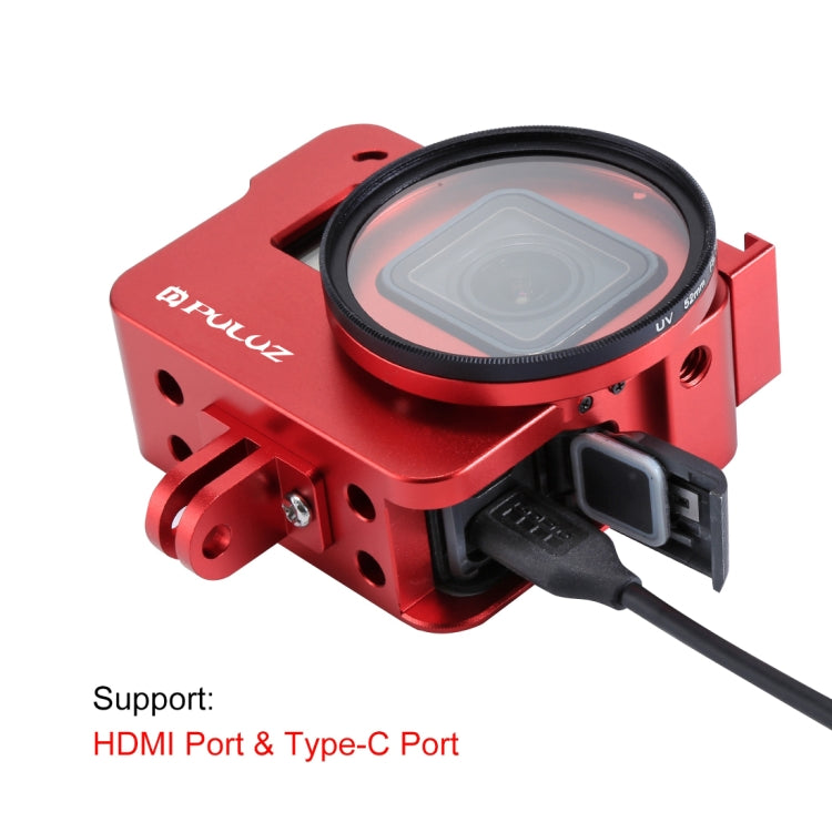 PULUZ Housing Shell CNC Aluminum Alloy Protective Cage with 52mm UV Lens for GoPro HERO(2018) /7 Black /6 /5(Red) - DJI & GoPro Accessories by PULUZ | Online Shopping UK | buy2fix