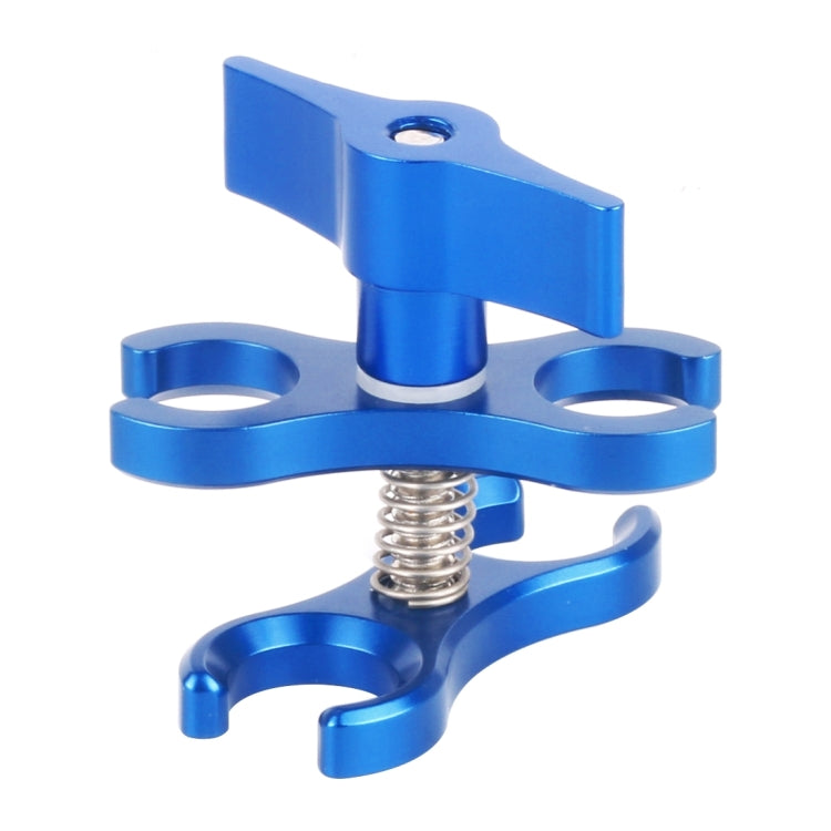 PULUZ Dual Ball Clamp Open Hole Diving Camera Bracket CNC Aluminum Spring Flashlight Clamp for Diving Underwater Photography System(Blue) - Camera Accessories by PULUZ | Online Shopping UK | buy2fix