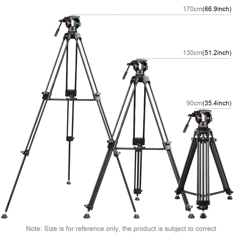 PULUZ 3 in 1 (Tripod + Bowl Adapter + Black Fluid Drag Head) Heavy Duty Video Camcorder Aluminum Alloy Tripod Mount Kit for DSLR / SLR Camera, Adjustable Height: 62-152cm - Camera Accessories by PULUZ | Online Shopping UK | buy2fix