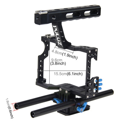 PULUZ Camera Cage Handle Stabilizer for Sony A7 & A7S & A7R, A7 II & A7R II & A7S II, A7R III & A7S III, A7R IV, A6000, A6500, A6300, Panasonic Lumix DMC-GH4(Blue) - Camera Cage by PULUZ | Online Shopping UK | buy2fix