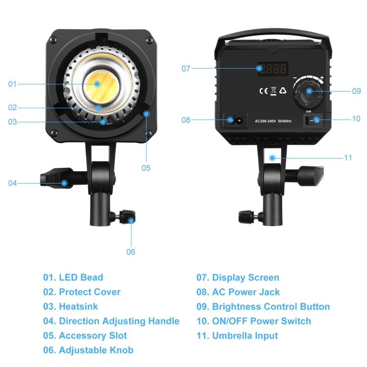 PULUZ 220V 150W Studio Video Light 3200K-5600K Dual Color Temperature Built-in Dissipate Heat System with Remote Control(US Plug) - Shoe Mount Flashes by PULUZ | Online Shopping UK | buy2fix