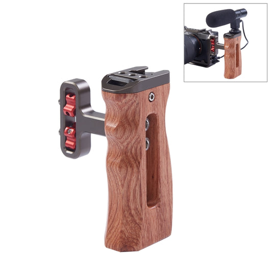 PULUZ Universal Side Wooden Handle Handgrip with Cold Shoe for DSLR Camera Cage(Bronze) - Camera Accessories by PULUZ | Online Shopping UK | buy2fix