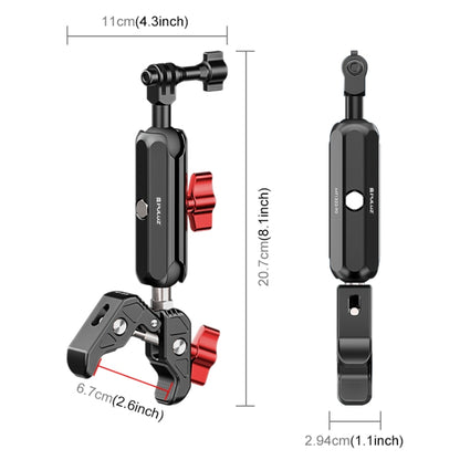 PULUZ Motorcycle Handlebar Crab Clamp CNC Metal Magic Arm Rod Mount - Bicycle Handlebar Mount by PULUZ | Online Shopping UK | buy2fix