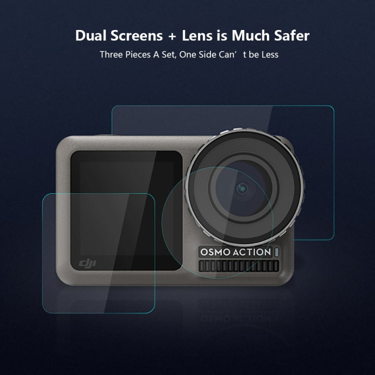 PULUZ Lens + Front and Back LCD Display 9H 2.5D Tempered Glass Film for DJI Osmo Action - DJI & GoPro Accessories by PULUZ | Online Shopping UK | buy2fix