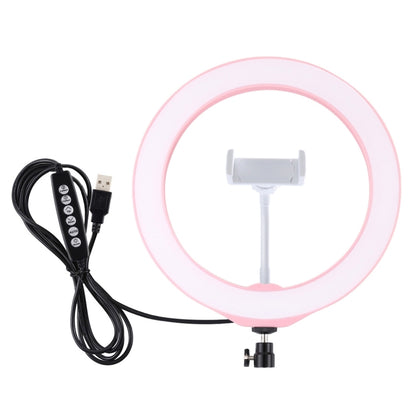 PULUZ 10.2 inch 26cm USB 10 Modes 8 Colors RGBW Dimmable LED Ring Vlogging Photography Video Lights with Cold Shoe Tripod Ball Head & Phone Clamp(Pink) - Ring Light by PULUZ | Online Shopping UK | buy2fix