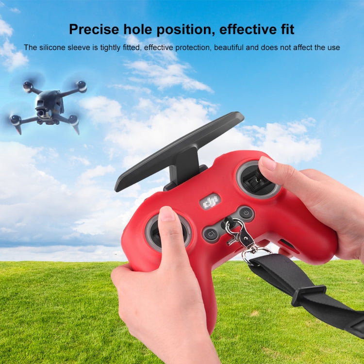 For DJI FPV Combo Remote Control PULUZ Silicone Protective Case with Neck Strap(Red) - DJI & GoPro Accessories by PULUZ | Online Shopping UK | buy2fix