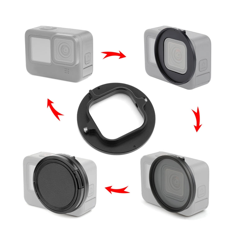 For GoPro HERO12 Black /11 Black /11 Black Mini /10 Black /9 Black PULUZ 52mm UV ND2-400 Filter with Adapter Ring(Black) - Lens Filter by PULUZ | Online Shopping UK | buy2fix