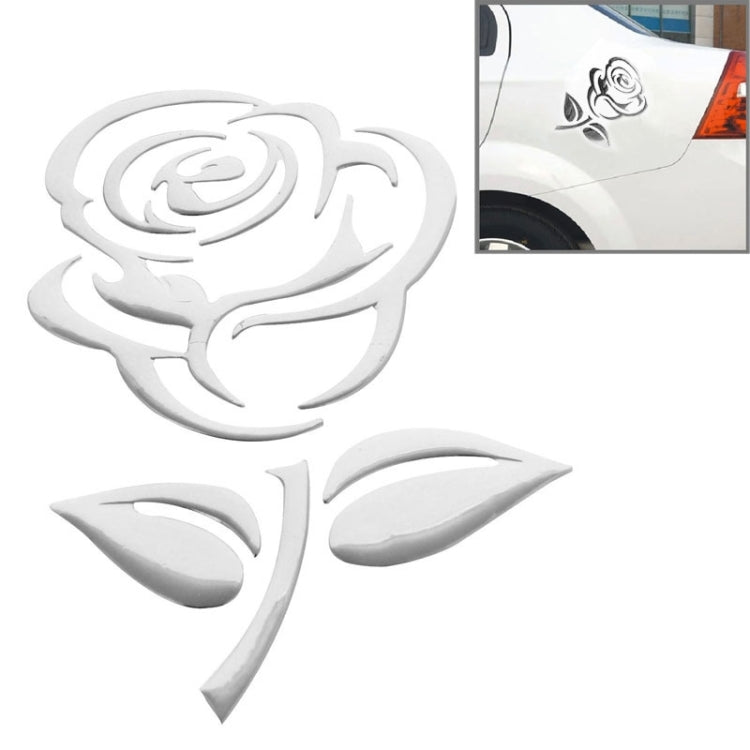 3D Rose Pattern Car Sticker, Size: 10.5cm x 8cm (approx.)(Silver) - Decorative Sticker by buy2fix | Online Shopping UK | buy2fix