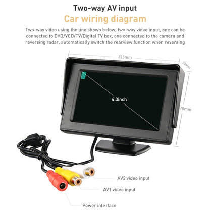 4.3 inch Car Color Monitor with Adjustable Angle Holder & Universal Sunshade , Dual Video Input - Car Monitor by buy2fix | Online Shopping UK | buy2fix