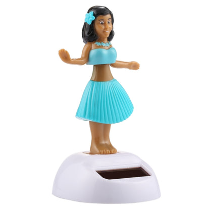 Solar Powered Bobble Head Dancing Toy Car Decoration Ornament Cute Hula Princess(Blue) - Ornaments by buy2fix | Online Shopping UK | buy2fix