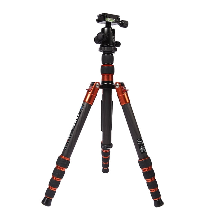 Triopo GT-2505x8.C Adjustable Portable Carbon Fiber Tripod with B-1 Aluminum Ball Head for Canon Nikon Sony DSLR Camera(Black) - Tripods by TRIOPO | Online Shopping UK | buy2fix