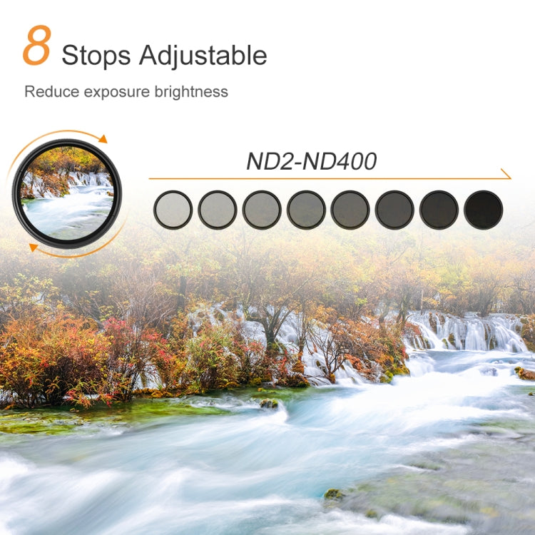 52mm ND Fader Neutral Density Adjustable Variable Filter ND 2 to ND 400 Filter(Black) - Camera Accessories by buy2fix | Online Shopping UK | buy2fix