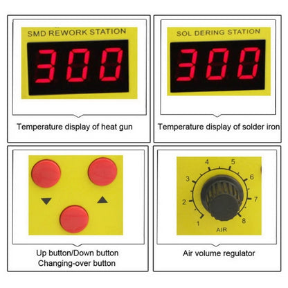 BEST BST-898D 2 in 1 AC 220V 720W LED Displayer Helical Wind Adjustable Temperature Unleaded Hot Air Gun + Solder Station & Soldering Iron(Blue) - Heat Guns by BEST | Online Shopping UK | buy2fix