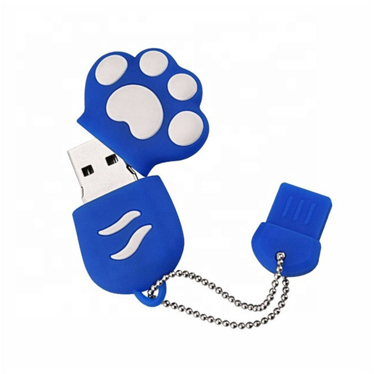 2GB Bear Paw Shaped Silicone USB 2.0 Flash Disk with Anti Dust Cup(Blue) - USB Flash Drives by buy2fix | Online Shopping UK | buy2fix