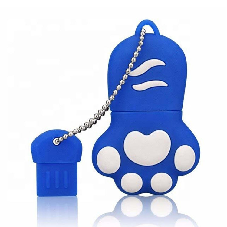 8GB Bear Paw Shaped Silicone USB 2.0 Flash Disk with Anti Dust Cup(Blue) - USB Flash Drives by buy2fix | Online Shopping UK | buy2fix