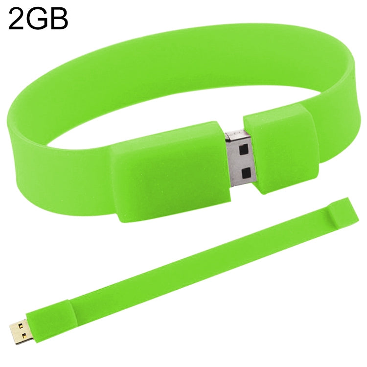 2GB Silicon Bracelets USB 2.0 Flash Disk(Green) - USB Flash Drives by buy2fix | Online Shopping UK | buy2fix