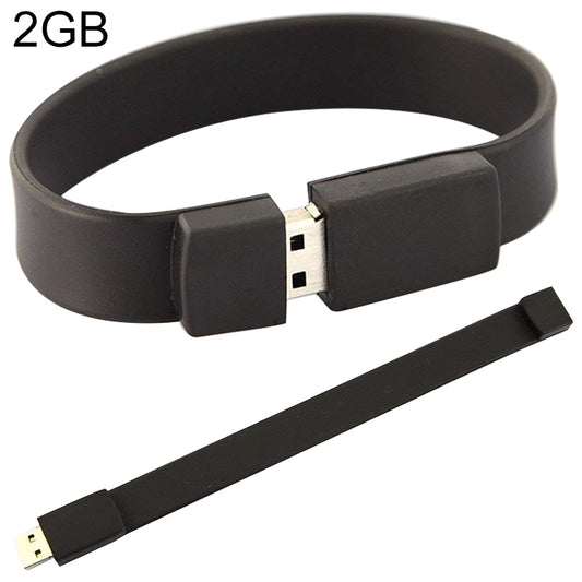 2GB Silicon Bracelets USB 2.0 Flash Disk(Black) - USB Flash Drives by buy2fix | Online Shopping UK | buy2fix