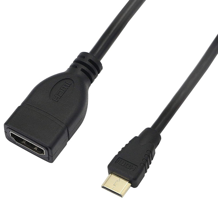 17cm Gold Plated Mini HDMI Male to HDMI 19 Pin Female Cable(Black) -  by buy2fix | Online Shopping UK | buy2fix