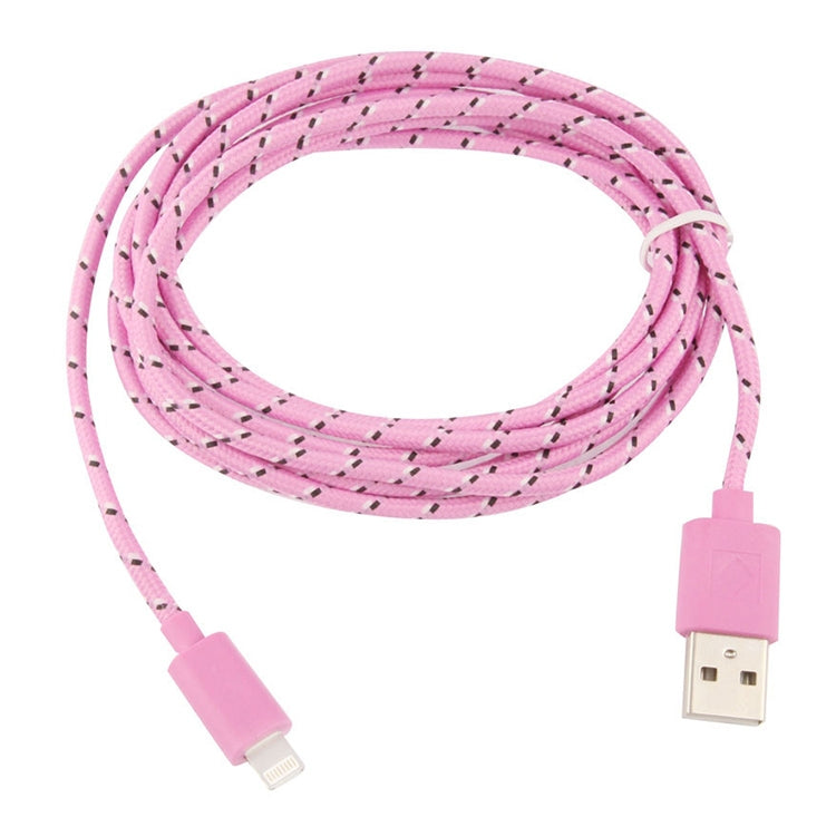 2m Nylon Netting USB Data Transfer Charging Cable For iPhone, iPad, Compatible with up to iOS 15.5(Pink) - Normal Style Cable by buy2fix | Online Shopping UK | buy2fix