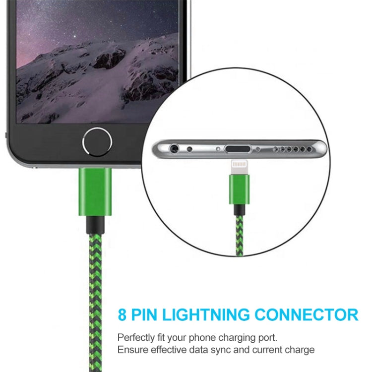 2A Woven Style USB to 8 Pin Sync Data / Charging Cable, Cable Length: 1m(Green) - Normal Style Cable by buy2fix | Online Shopping UK | buy2fix