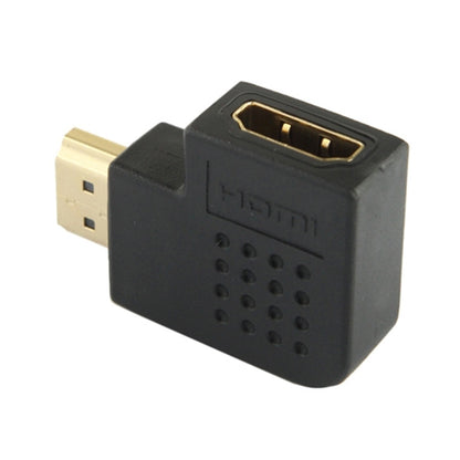 Gold Plated HDMI 19 Pin Male to HDMI 19 Pin Female Adaptor with 90 Degree Angle(Black) - Adapter by buy2fix | Online Shopping UK | buy2fix