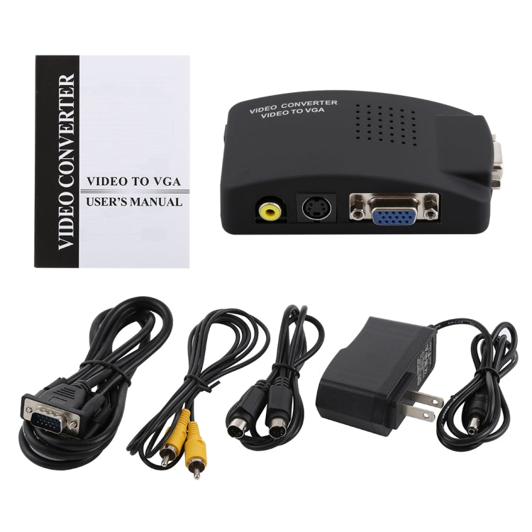 High Resolution (BNC) Video and S-Video to VGA Conversion(Black) - VGA Converter by buy2fix | Online Shopping UK | buy2fix