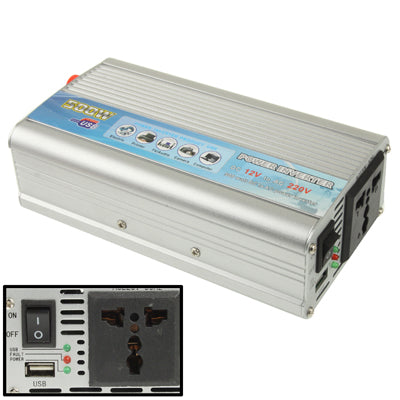 500W DC 12V to AC 220V Car Power Inverter with USB Port(Silver) - Others by buy2fix | Online Shopping UK | buy2fix