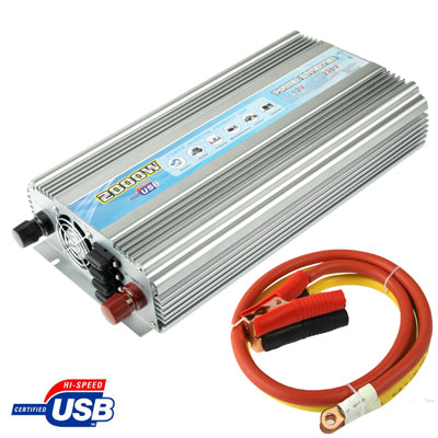 2000W DC 12V to AC 220V Car Power Inverter with USB Port & Booster Cable - Others by buy2fix | Online Shopping UK | buy2fix