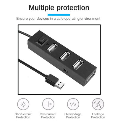 4 Ports USB HUB 2.0 USB Splitter Adapter with Switch(Black) - USB 2.0 HUB by buy2fix | Online Shopping UK | buy2fix