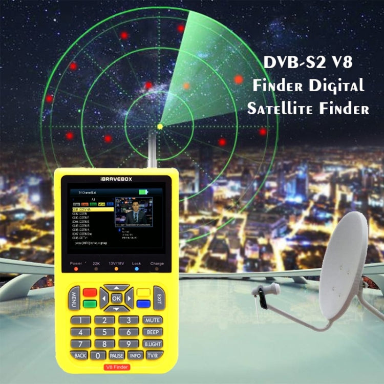iBRAVEBOX V8 Finder Digital Satellite Signal Finder Meter, 3.5 Inch LCD Colour Screen, Support DVB Compliant & Live FTA, US Plug(Black) - Consumer Electronics by buy2fix | Online Shopping UK | buy2fix