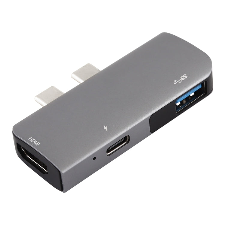 Double USB-C / Type-C to PD Port + USB 3.0 + HDMI Multifunctional Extension HUB Adapter - Computer & Networking by buy2fix | Online Shopping UK | buy2fix