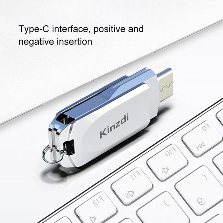 Kinzdi 32GB USB + Type-C Interface Metal Twister Flash Disk V10 (Silver) - USB Flash Drives by Kinzdi | Online Shopping UK | buy2fix