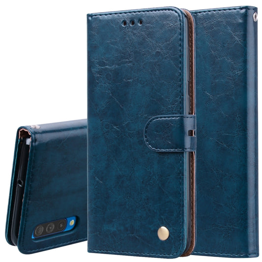 Business Style Oil Wax Texture Horizontal Flip Leather Case for Galaxy A50, with Holder & Card Slots & Wallet (Blue) - Samsung Accessories by buy2fix | Online Shopping UK | buy2fix