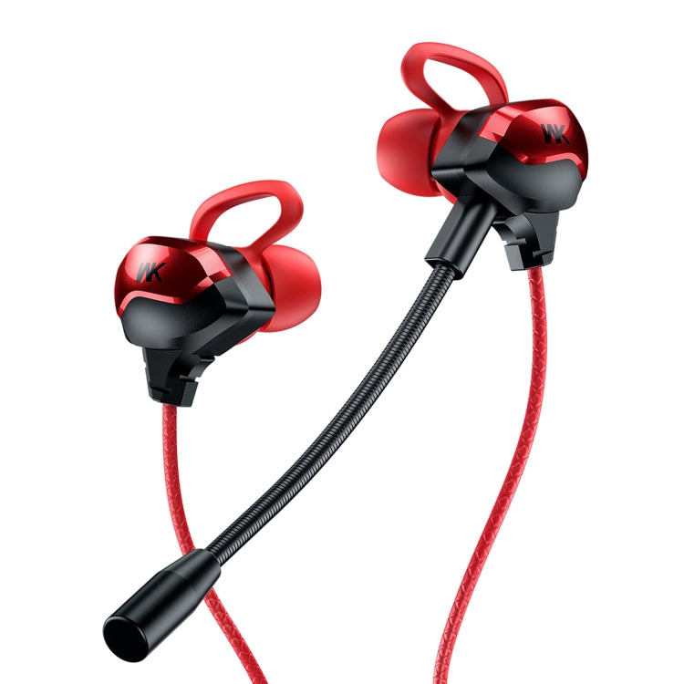 WK ET-Y30 ET Series 3.5mm Elbow In-ear Wired Wire-control Gaming Earphone with Microphone (Red) - Normal Style Earphone by WK | Online Shopping UK | buy2fix