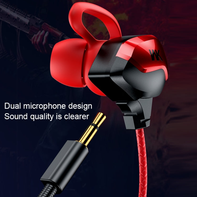 WK ET-Y30 ET Series 3.5mm Elbow In-ear Wired Wire-control Gaming Earphone with Microphone (Red) - Normal Style Earphone by WK | Online Shopping UK | buy2fix