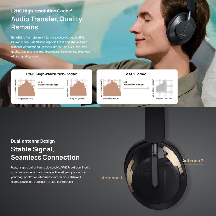 Original HUAWEI FreeBuds Studio Dynamic Noise Cancelling Bluetooth 5.2 Wireless Headset(Black) - Headset & Headphone by Huawei | Online Shopping UK | buy2fix