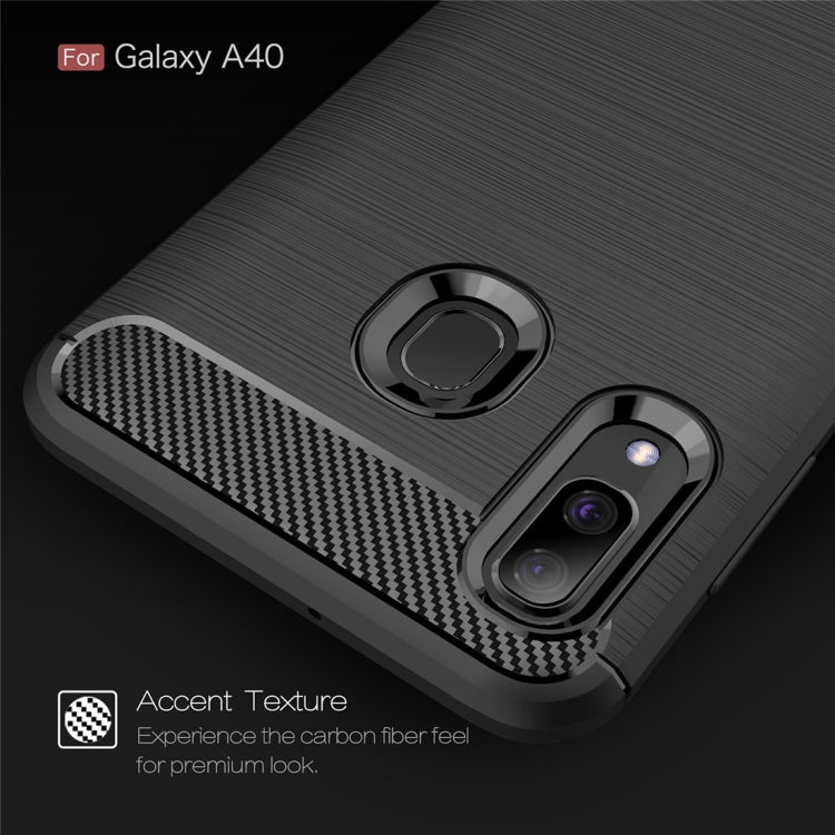 Brushed Texture Carbon Fiber TPU Case for Galaxy A40 (Black) - Galaxy Phone Cases by buy2fix | Online Shopping UK | buy2fix